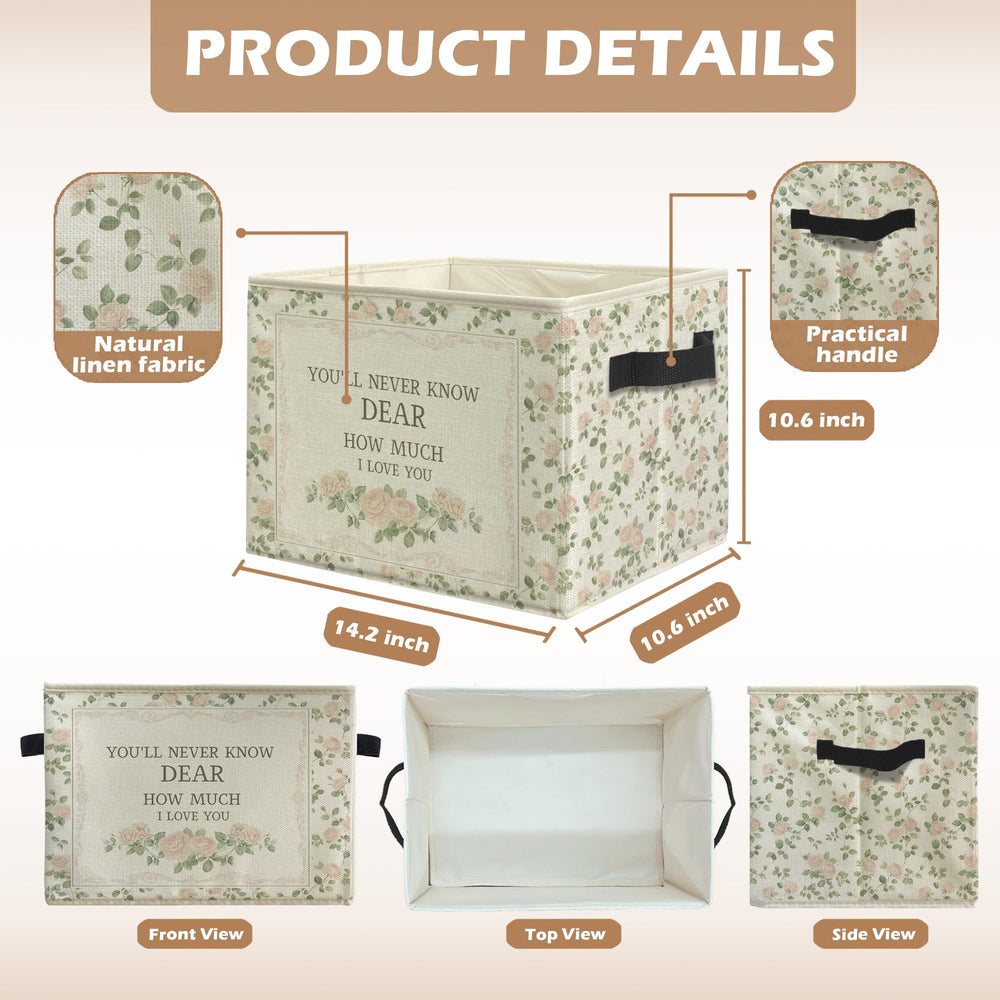 uinwk Floral Girl Storage Bin folded flat for compact storage