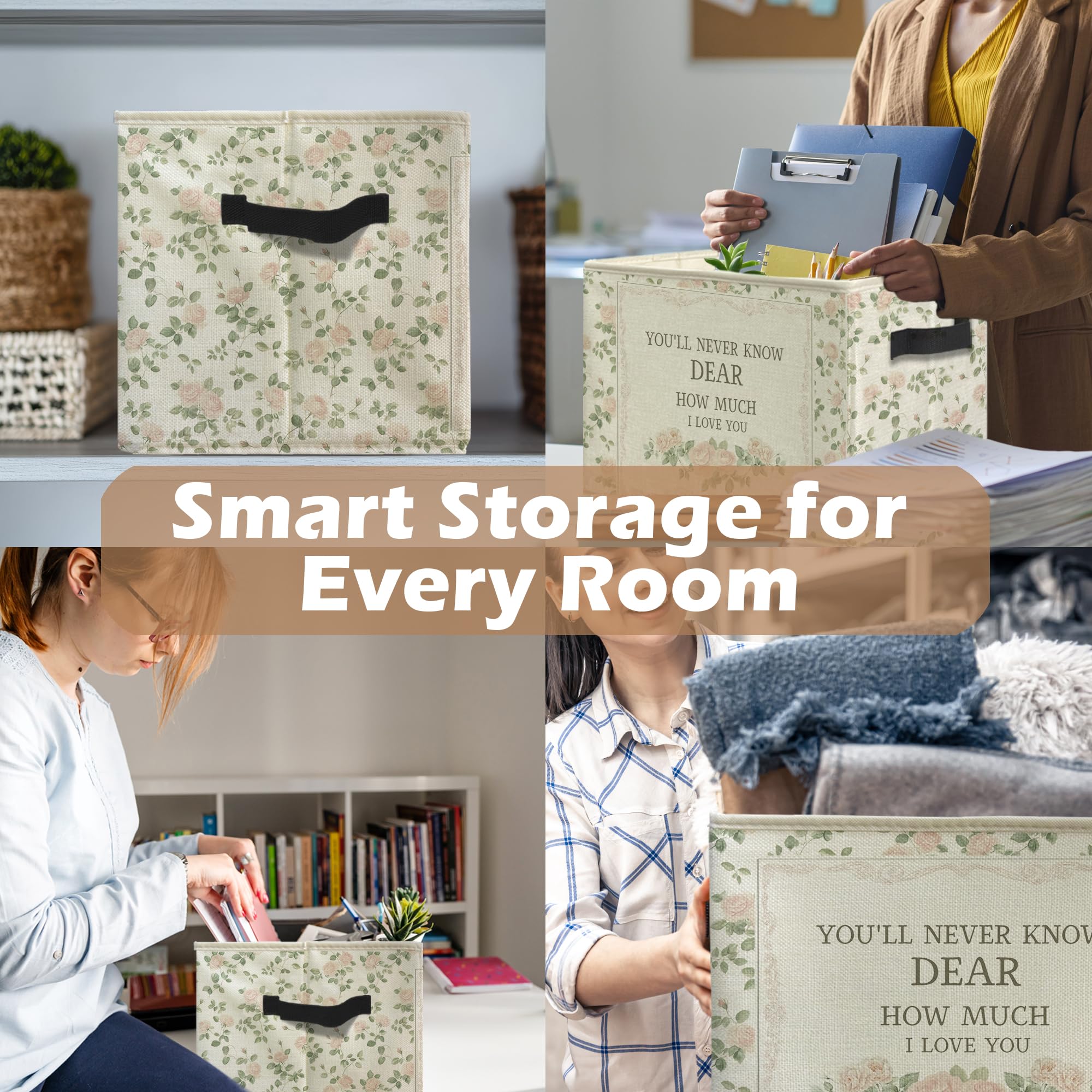 uinwk Floral Girl Storage Bin gift bundle suitable for housewarming