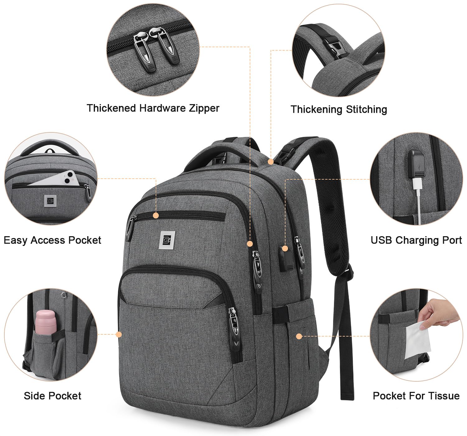 UKEIN Diaper Bag Backpack anti-theft back pocket secures valuables during outings.