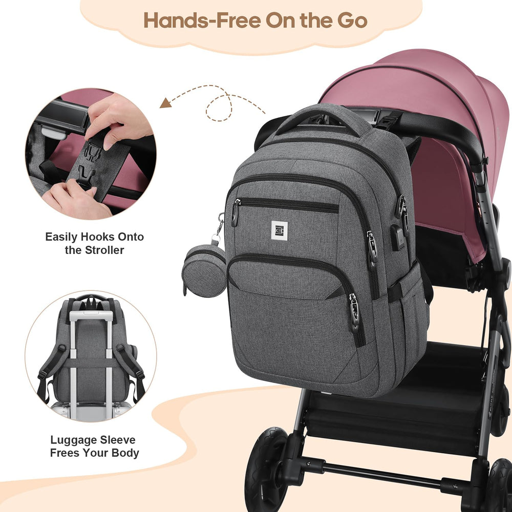 UKEIN Diaper Bag Backpack ergonomic design with padded straps for comfort.