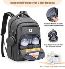 UKEIN Diaper Bag Backpack featuring pacifier pod keeps two pacifiers ready for quick use.