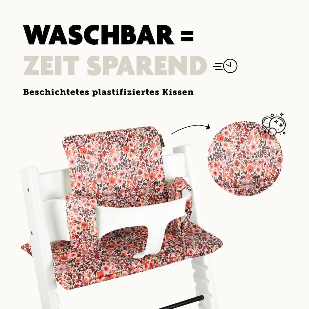 Wipe-clean and machine-washable cushion keeps surfaces fresh after meals.