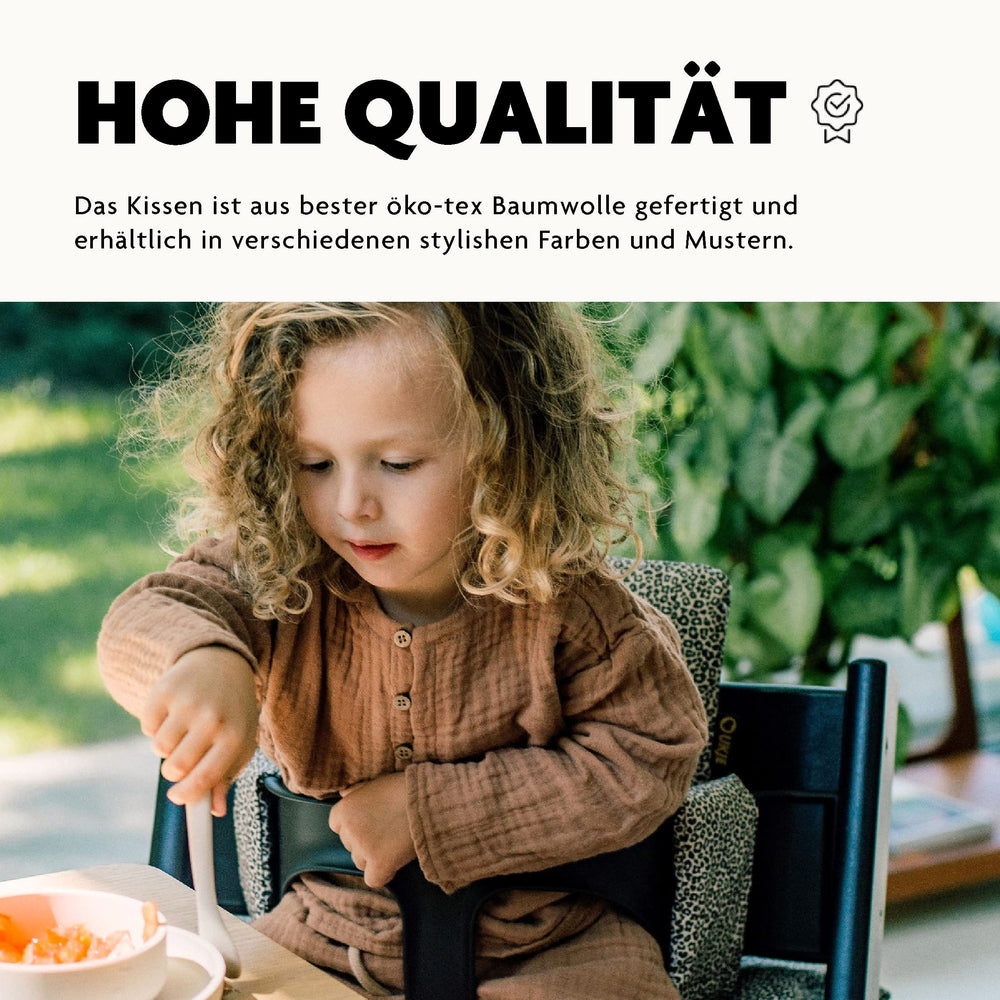 Soft padding supports a comfortable toddler dining experience.
