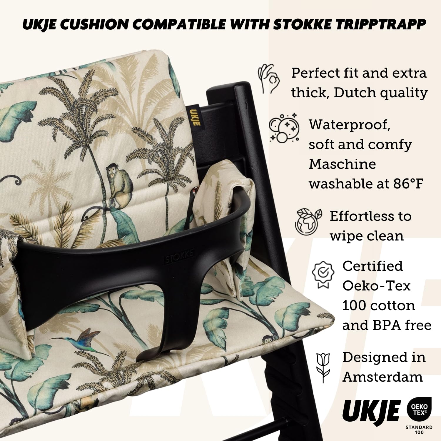 UKJE cushion Tripp Trapp forest padding boosts baby's comfort during meals