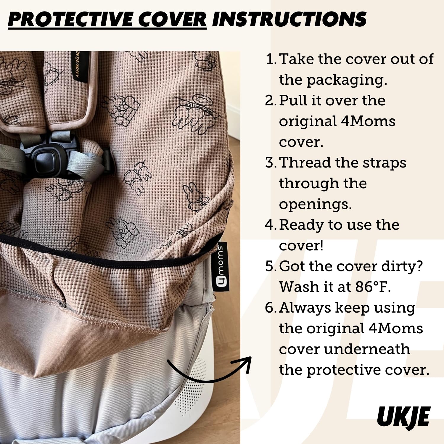 UKJE easy-install swing cover demonstrates quick, tool-free setup for busy parents