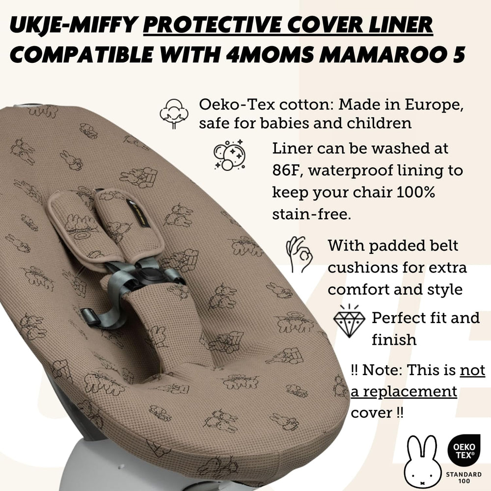 UKJE fit guide for 4moms and MamaRoo5 shows secure, easy-to-fit liner