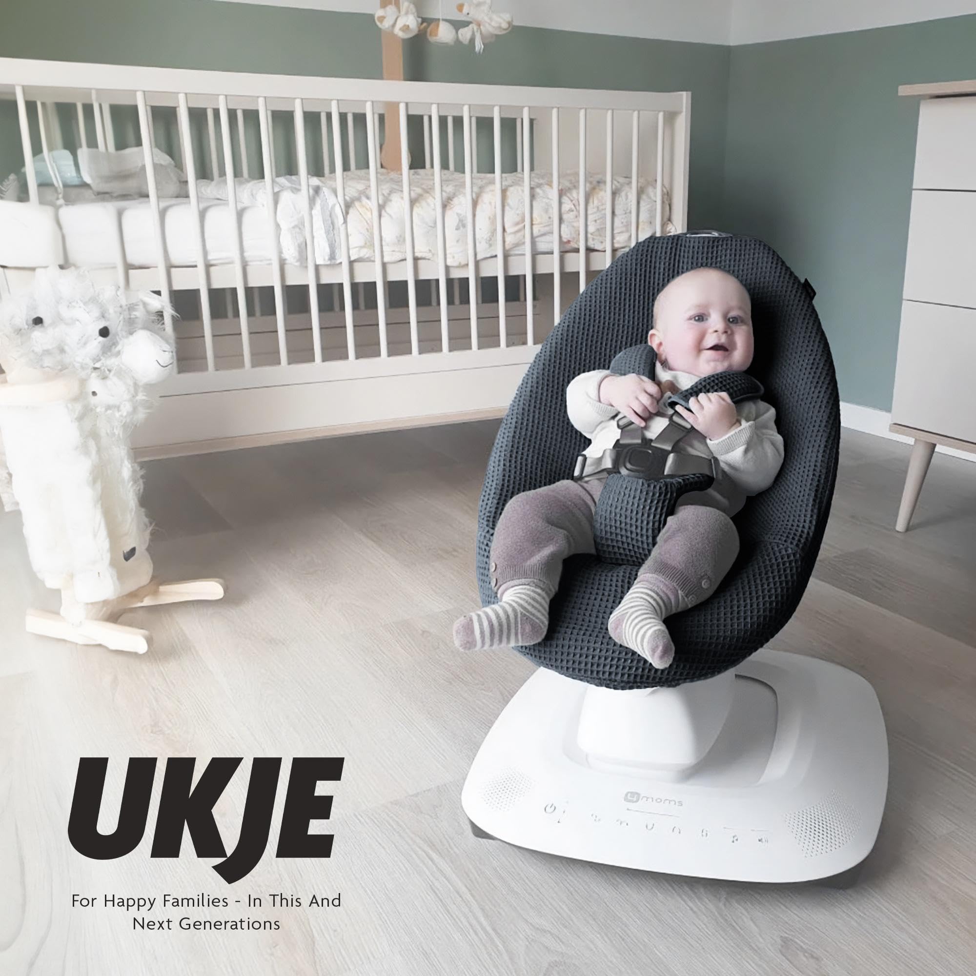 UKJE protective swing cover black design complements nursery decor while keeping baby snug.