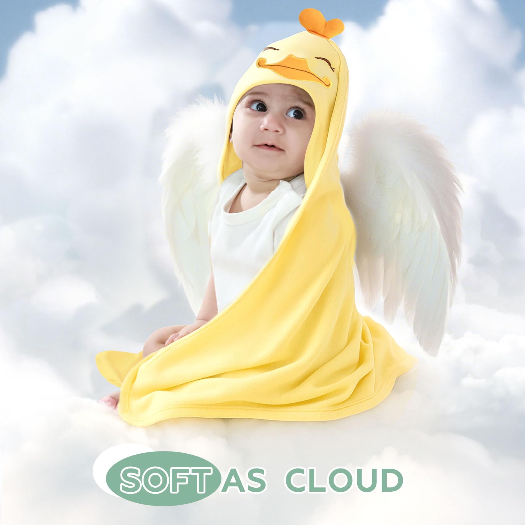 UKMOT baby towel displayed 28x28 inches on changing mat.