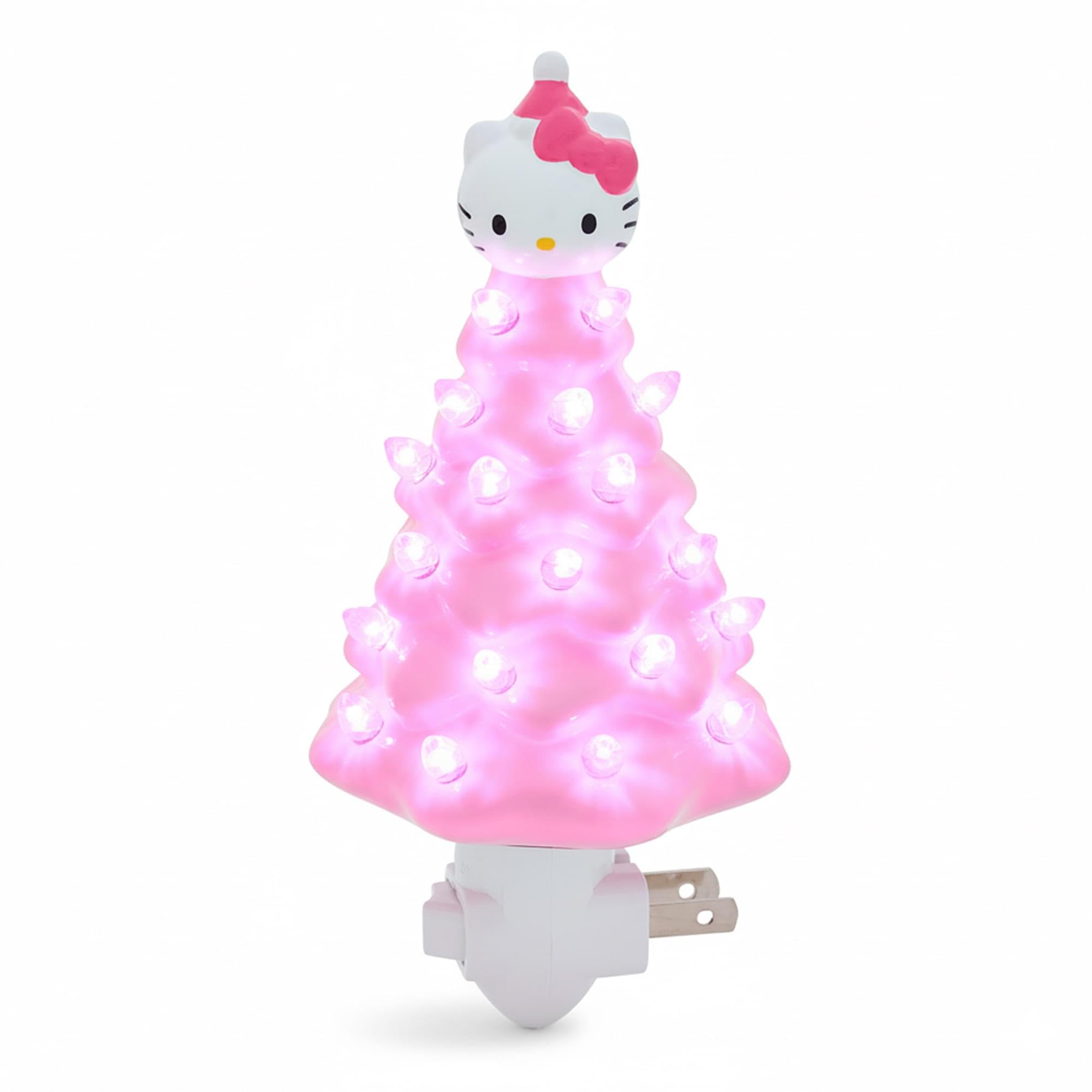 Ukonic Sanrio Hello Kitty pink 6-inch ceramic tree nightlight glowing softly for cozy holidays