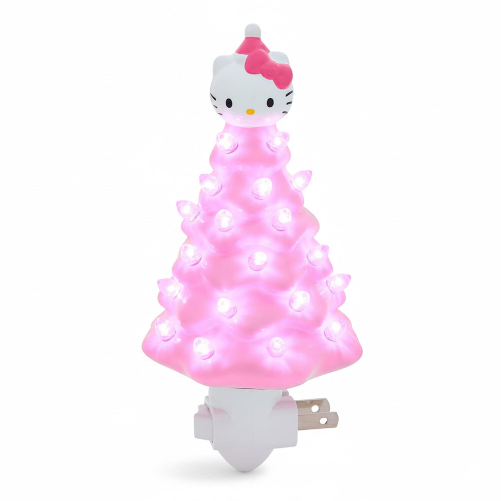 Ukonic Sanrio Hello Kitty pink 6-inch ceramic tree nightlight glowing softly for cozy holidays