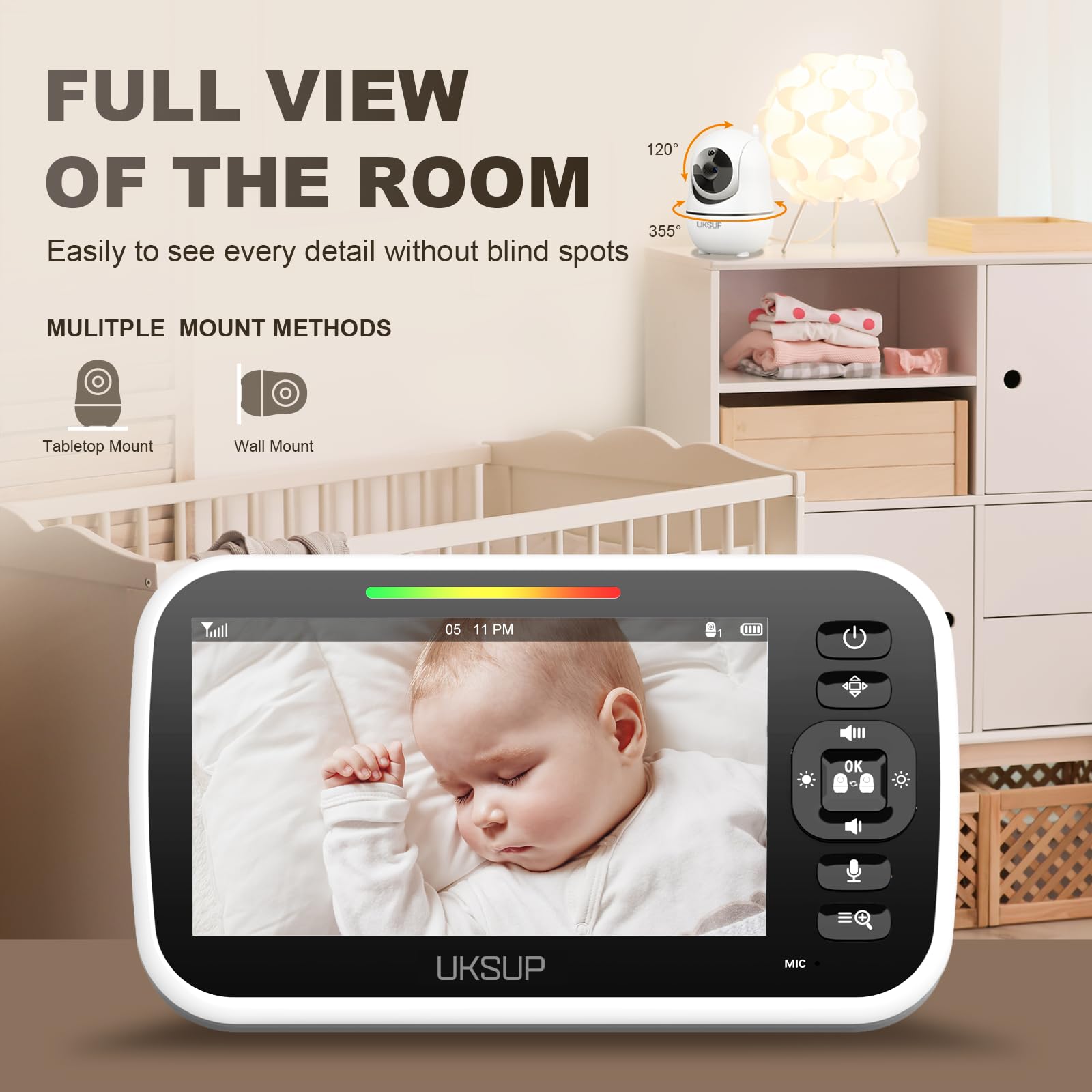 UKSUP 5-inch LCD display enables crisp daytime viewing.
