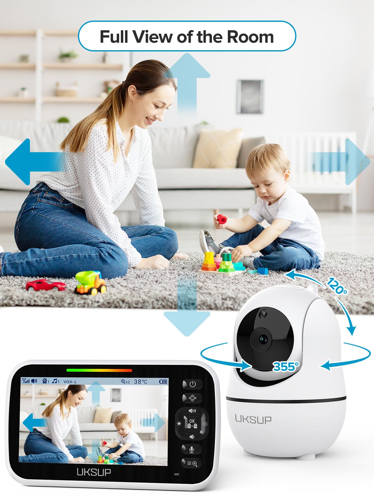 UKSUP SM663V2 2x zoom view to inspect baby from a distance