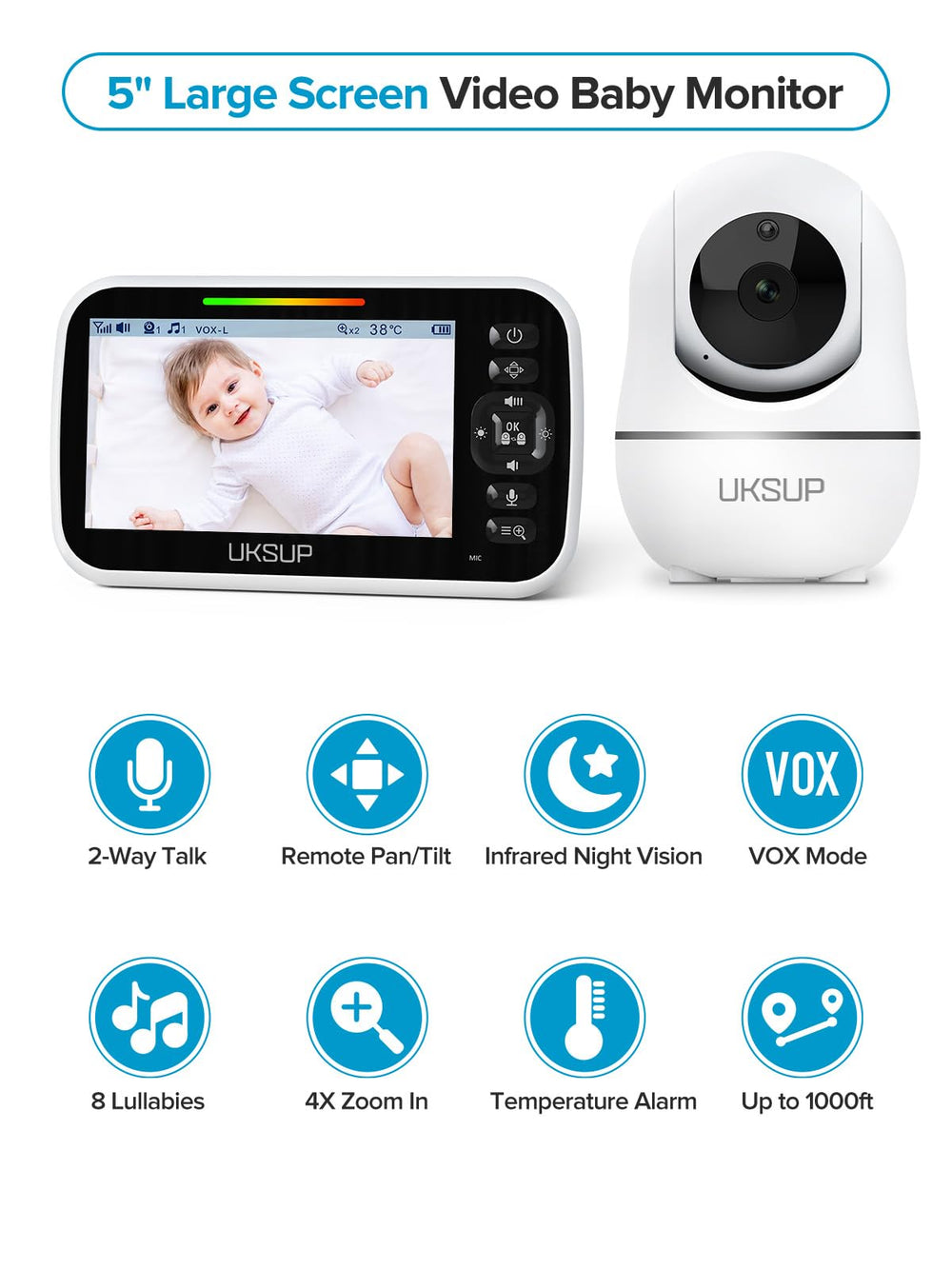 UKSUP SM663V2 camera with pan-tilt control for full room framing