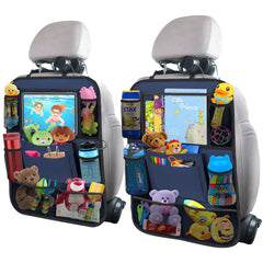 ULEEKA backseat organizer with 11-inch table holder keeps travel essentials within reach.