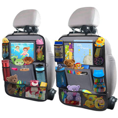 ULEEKA car backseat organizer 2-pack in gray keeps kids' essentials neatly organized.