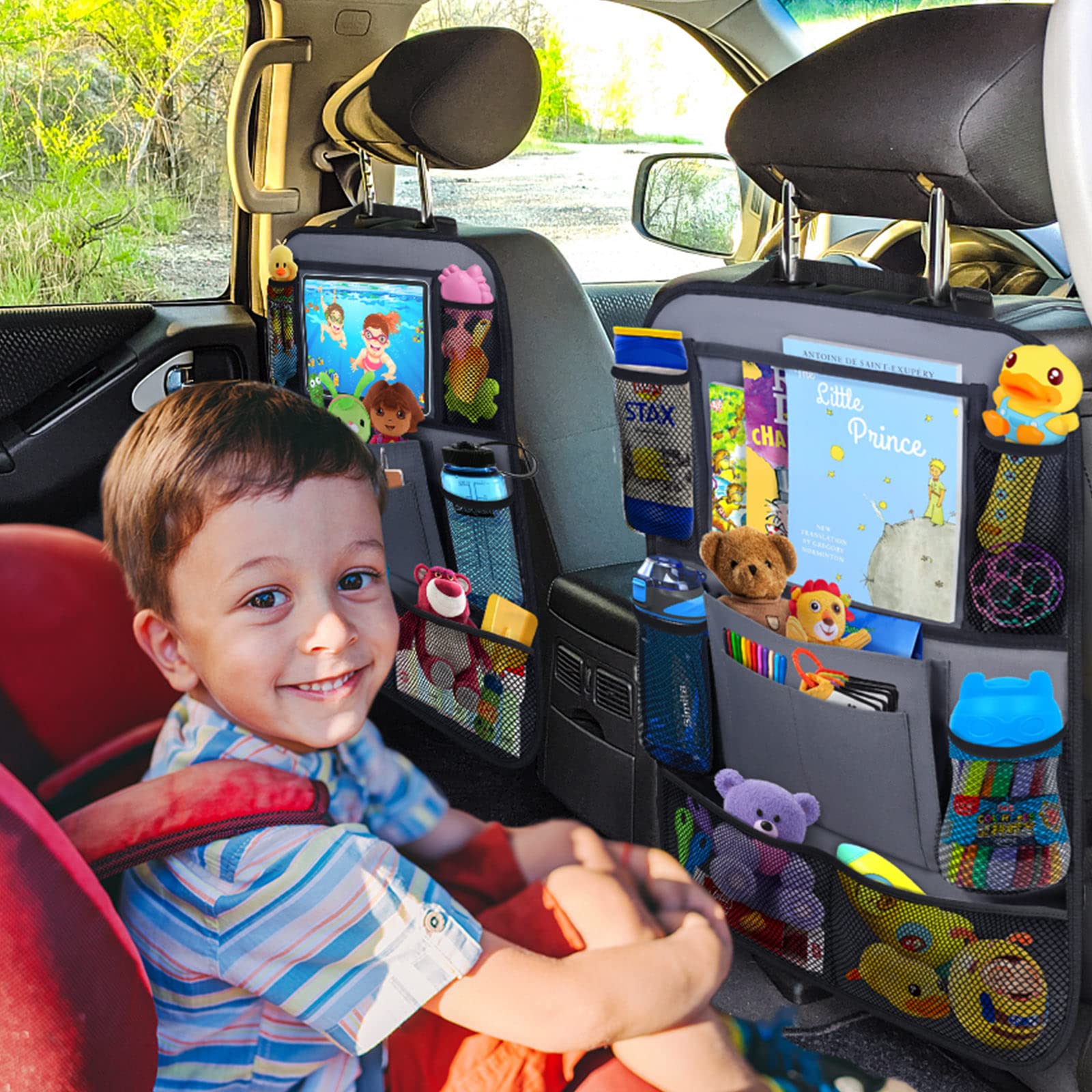 Two-organizer set offers versatile setups for family cars and travel.