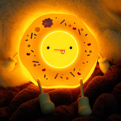 ULIKTO Cute Donut Lamp close-up highlighting soft silicone finish and cozy glow.