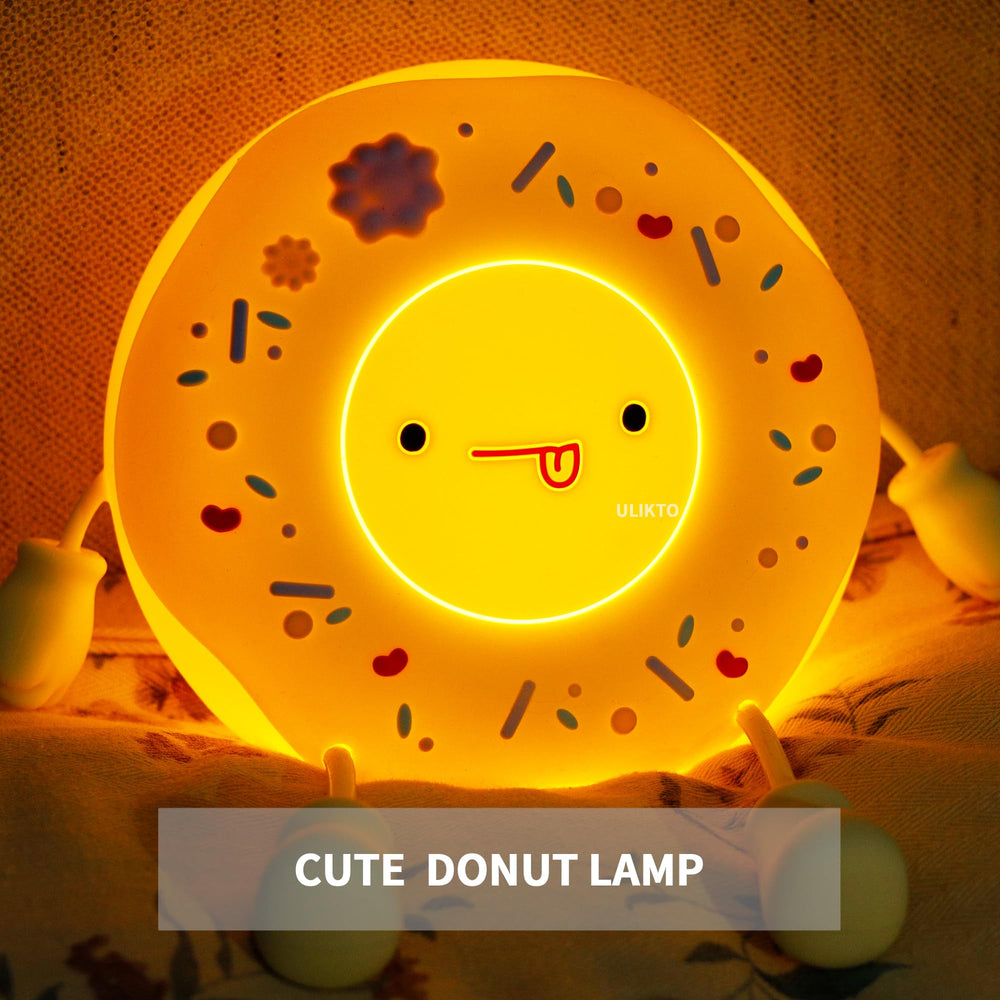 ULIKTO Cute Donut Lamp tap-control in action for easy brightness adjust.