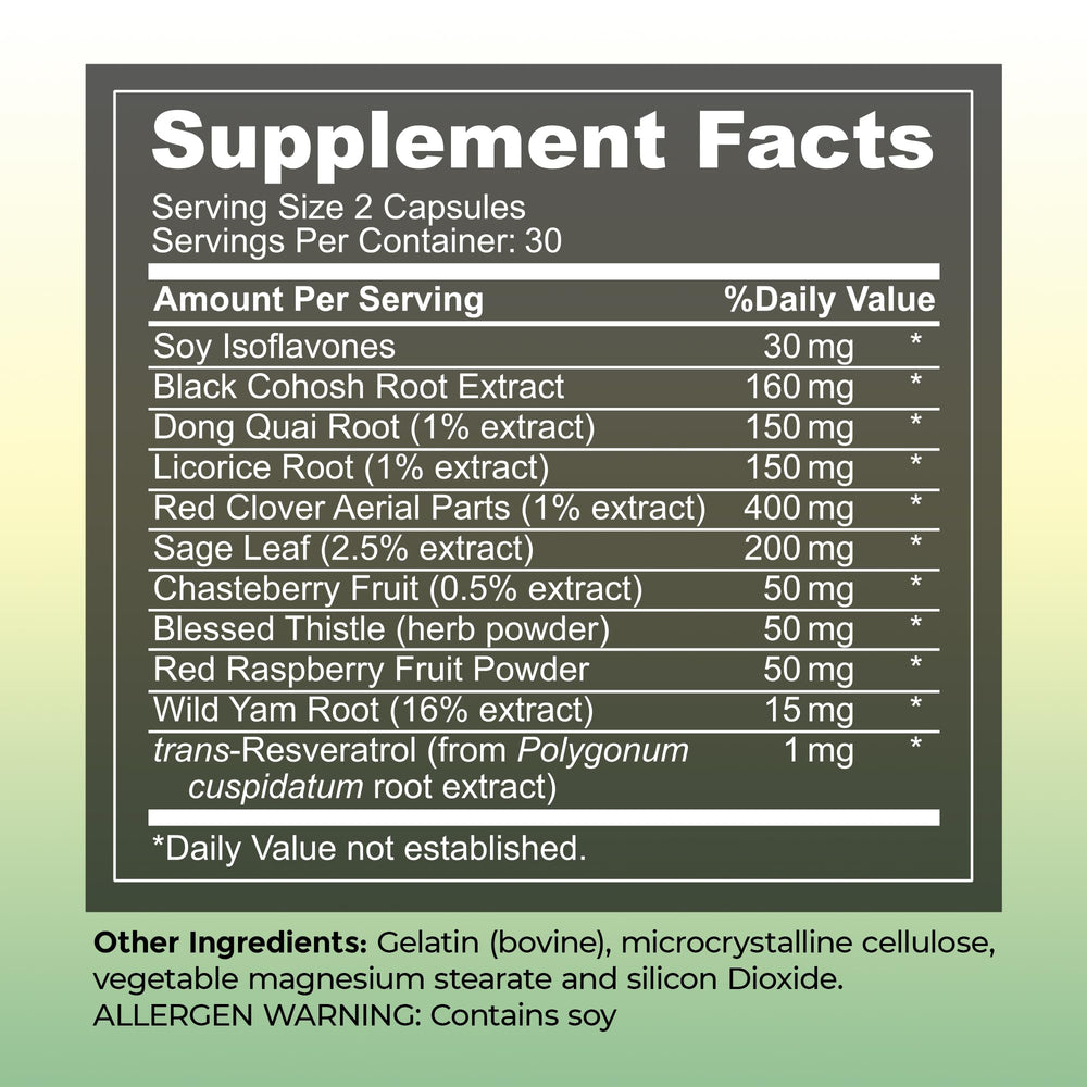 UltaLife Her Harmony label detail shows natural, estrogen-free formulation