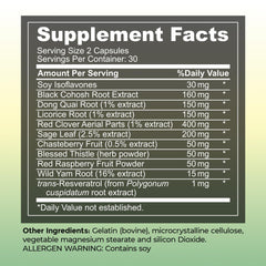 UltaLife Her Harmony label detail shows natural, estrogen-free formulation