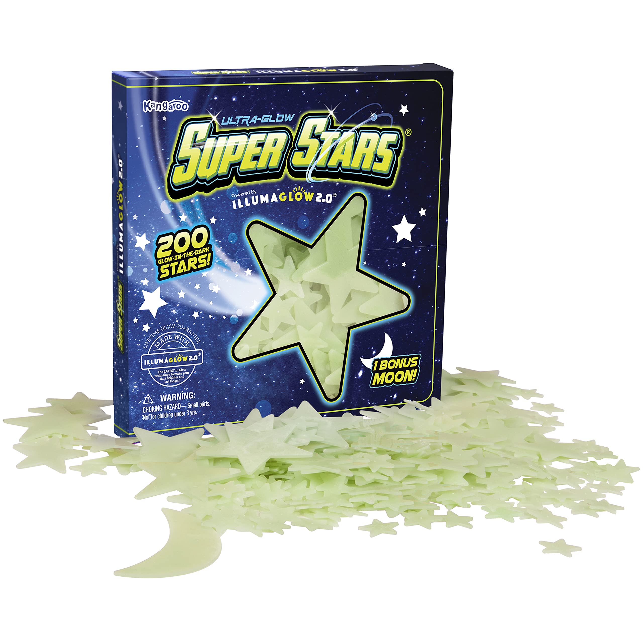 Colorful Ultra-Glow Super Stars create playful ceiling decor.