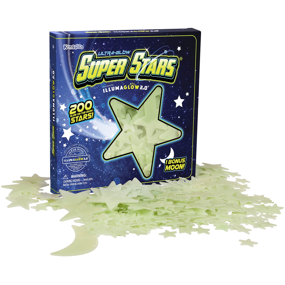 Colorful Ultra-Glow Super Stars create playful ceiling decor.