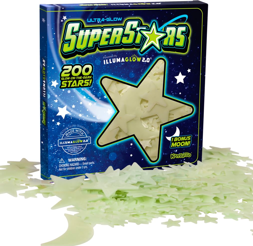 Ultra-Glow Super Stars packaging showcases the original Illumaglow2.0 glow stars.