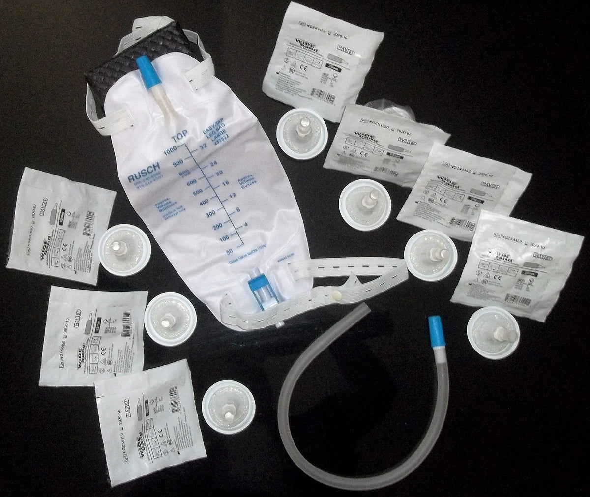UltraFlex complete kit with seven external catheters offering secure, breathable fit.
