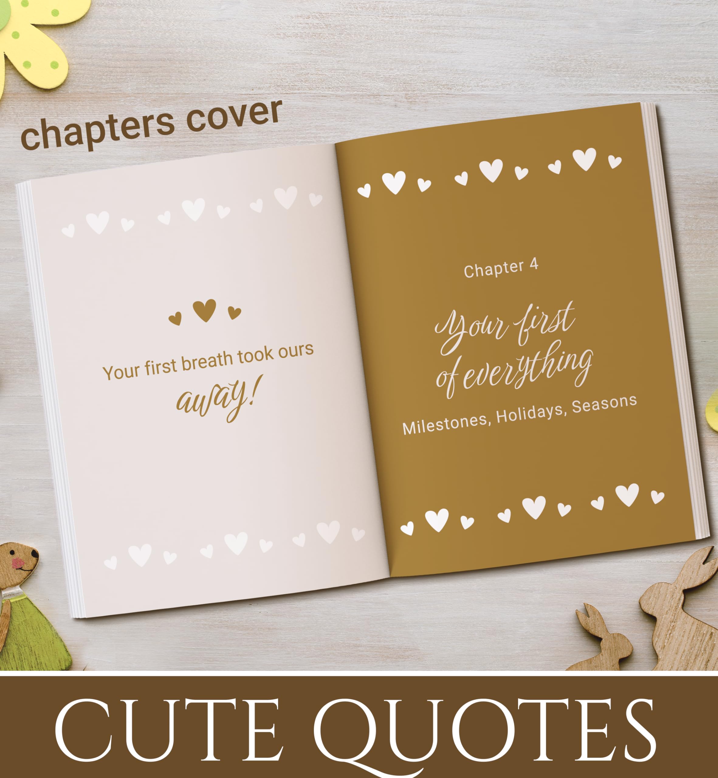UM Novelties Baby's First Year Book cloth wrap complements warm earth tones