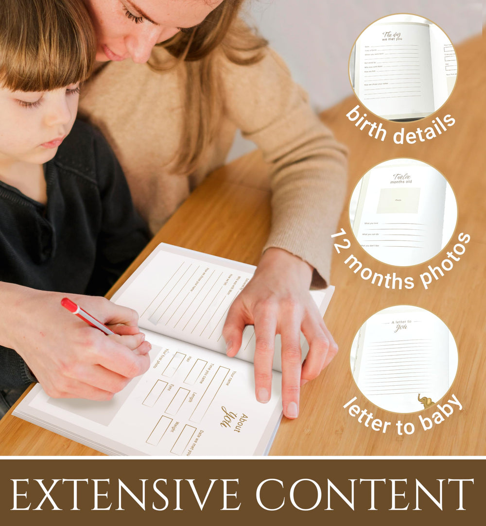 UM Novelties Baby's First Year Book gold stamping adds premium detail to the title