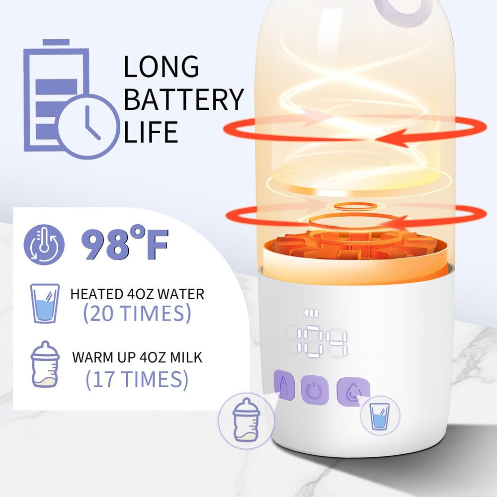 Umakep battery life lets you warm milk on the go without frequent charging.