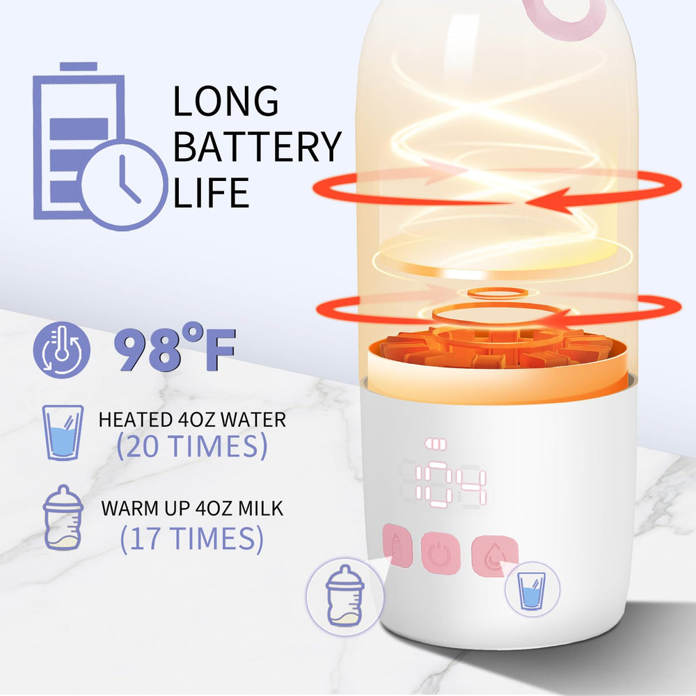 Umakep bottle warmer highlighting long battery life for travel