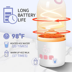 Umakep bottle warmer highlighting long battery life for travel