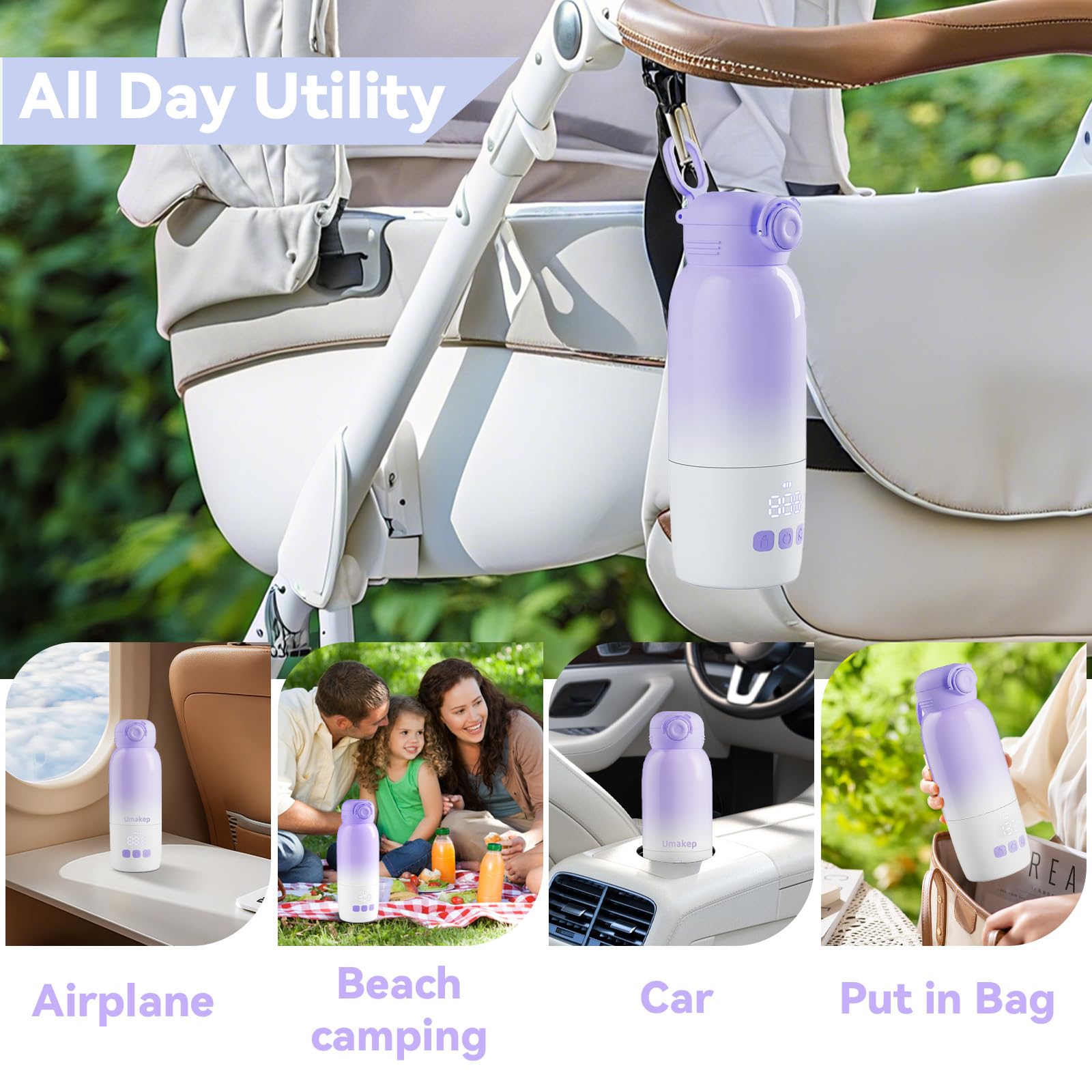 Umakep travel-friendly warmer fits in diaper bags and strollers.