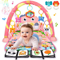 UMIKU Baby Play Mat pink dinosaur arch with hanging toys for early exploration