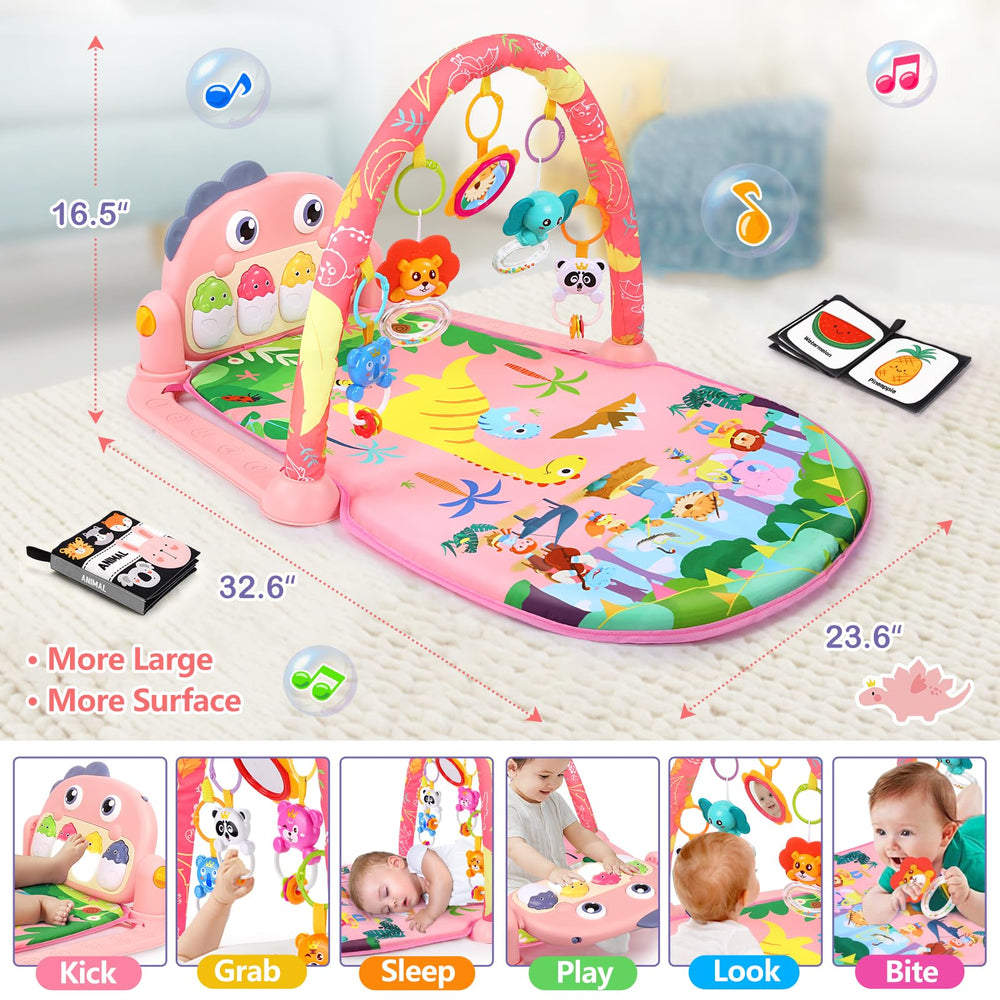 UMIKU play mat pink dinosaur teething toys for soothing gums