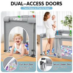 UMIKU playpen with mesh sides for clear visibility and supervision