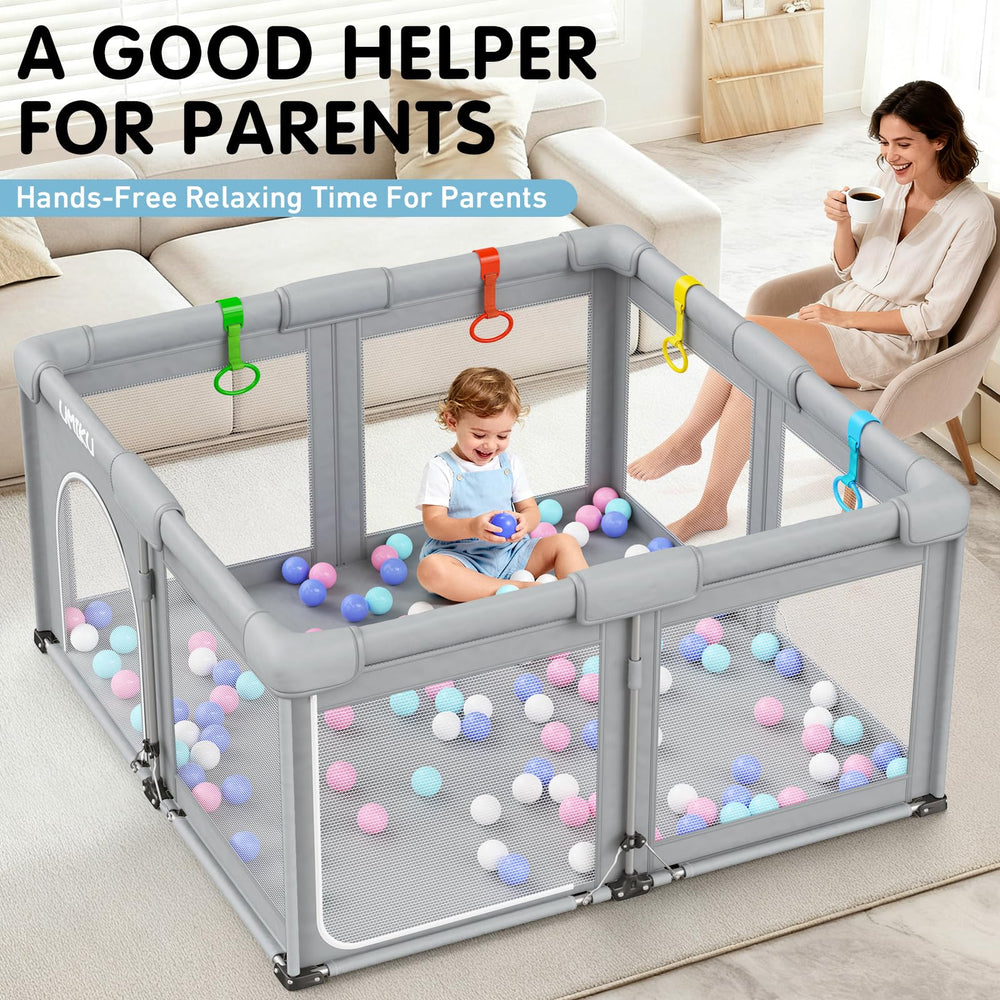 UMIKU ocean balls pit inside the playpen for sensory play