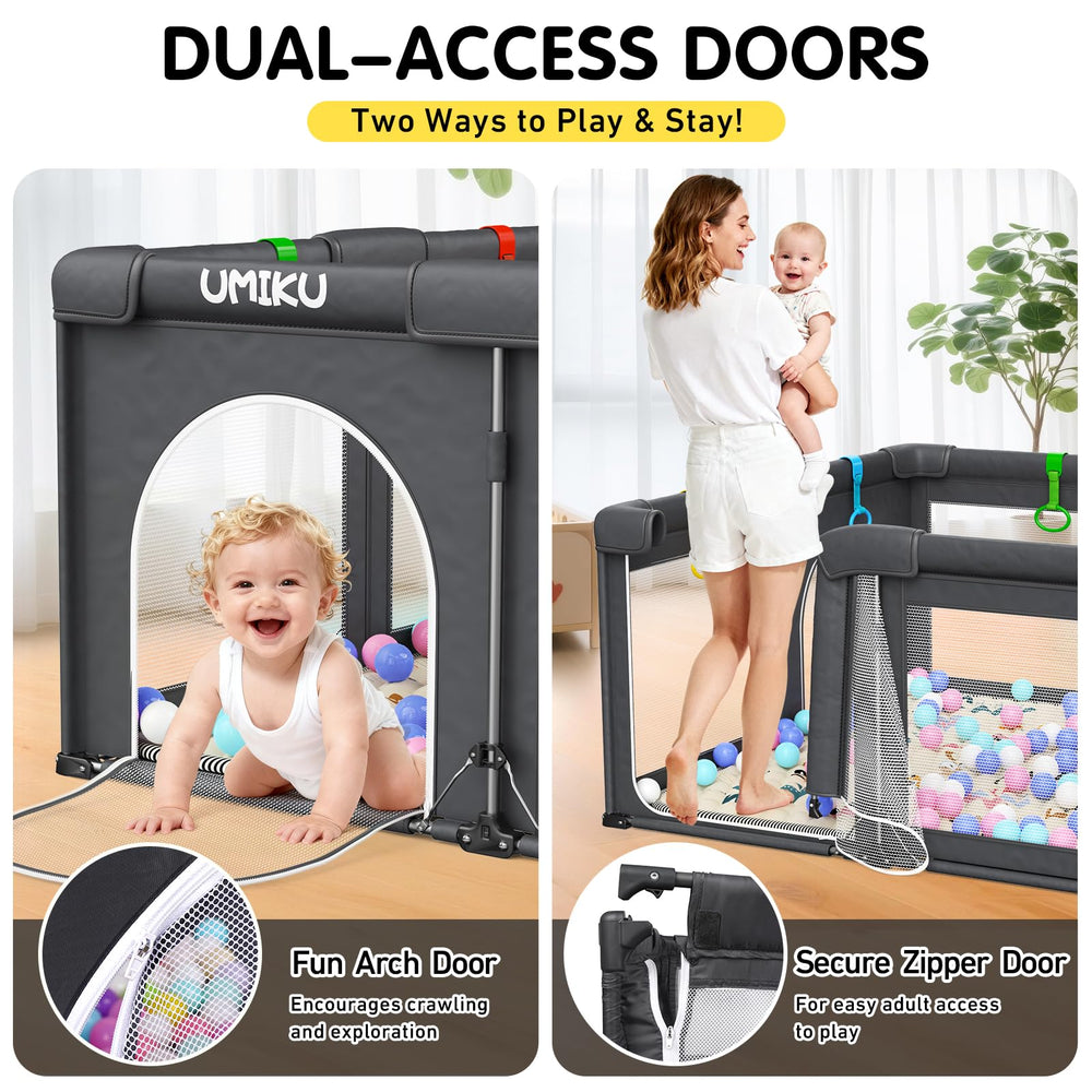 UMIKU Baby Playpen folded-compact shows quick storage and space saving