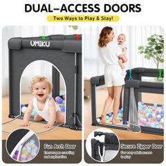 UMIKU Baby Playpen folded-compact shows quick storage and space saving