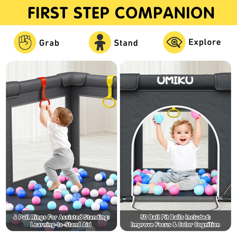 UMIKU playpen suitable for indoor and outdoor use in any space.