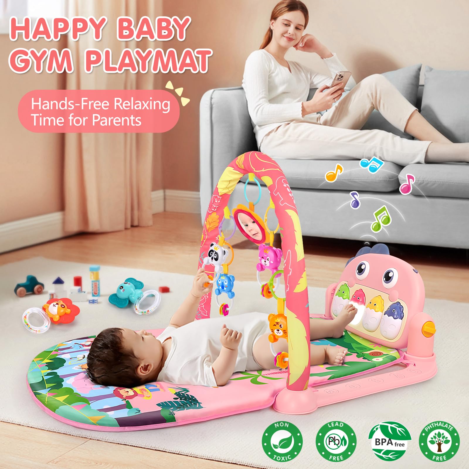UMIKU baby teething toys closeup highlighting safe chewables on the arch.