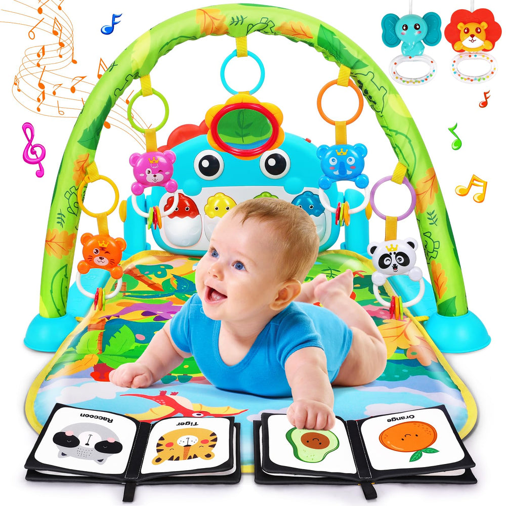 UMIKU dinosaur play mat assembly showing space for tummy time