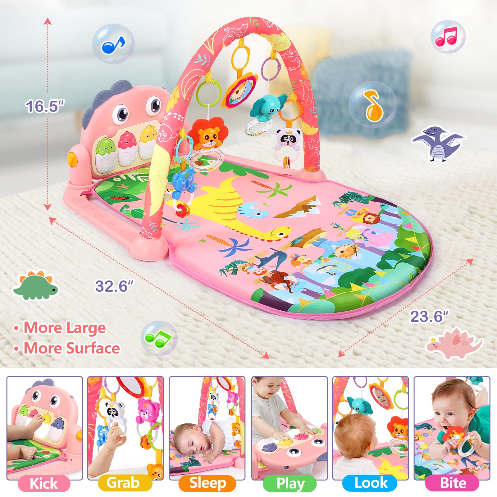 UMIKU dinosaur theme vivid colors image demonstrating cognitive and sensory appeal.
