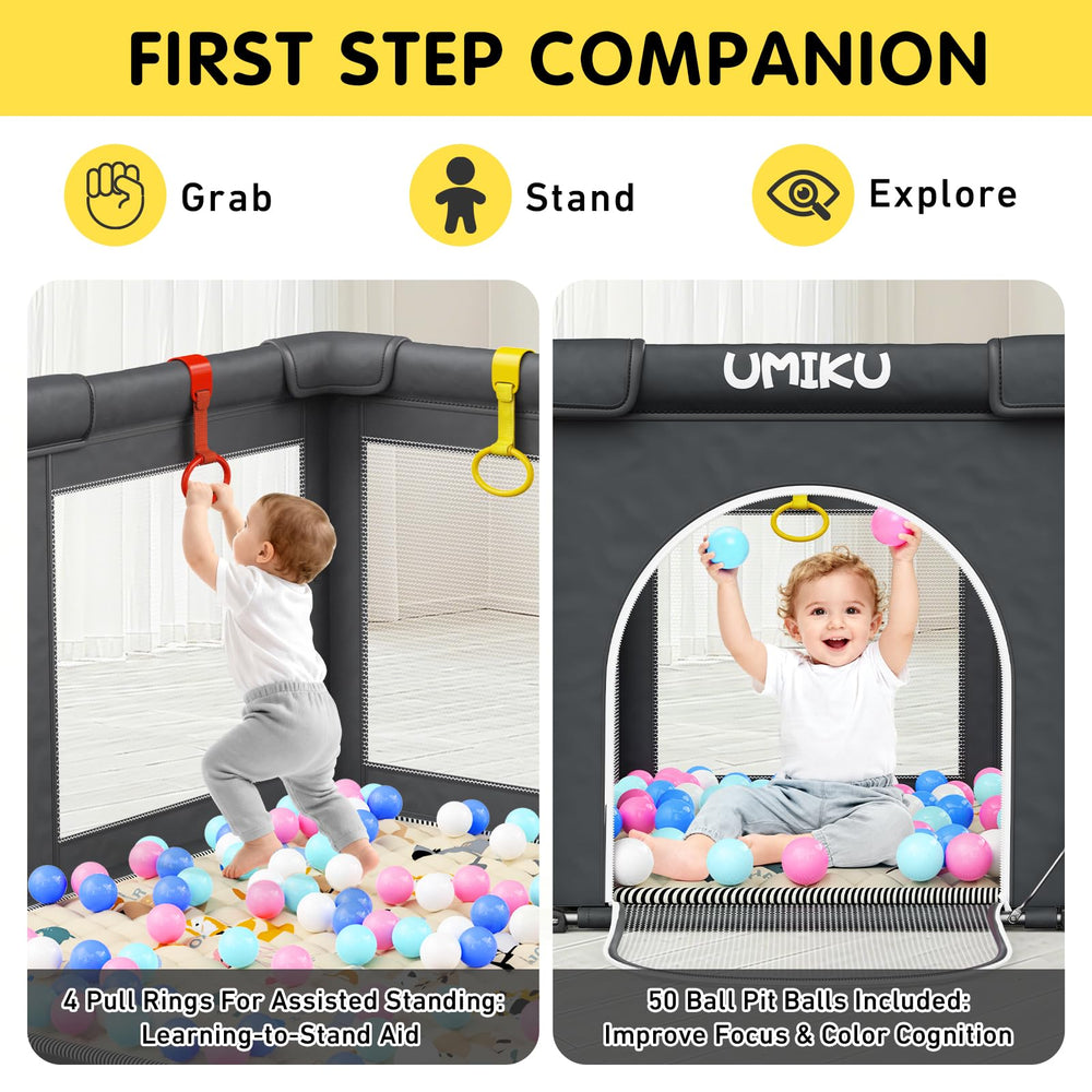 UMIKU Playpen ball pit with 50 ocean balls enhances sensory play