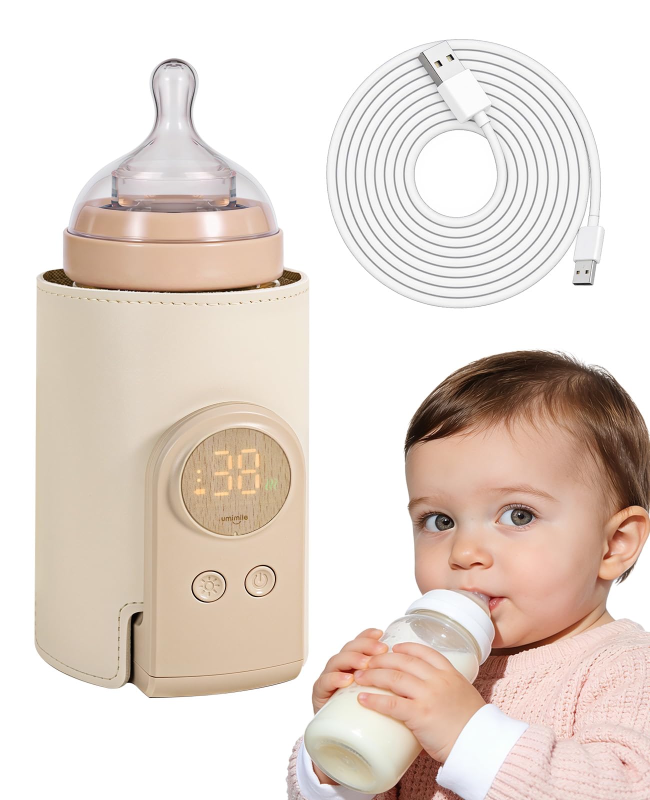 Umimile wrap-around bottle warmer heats directly for mess-free feeding.