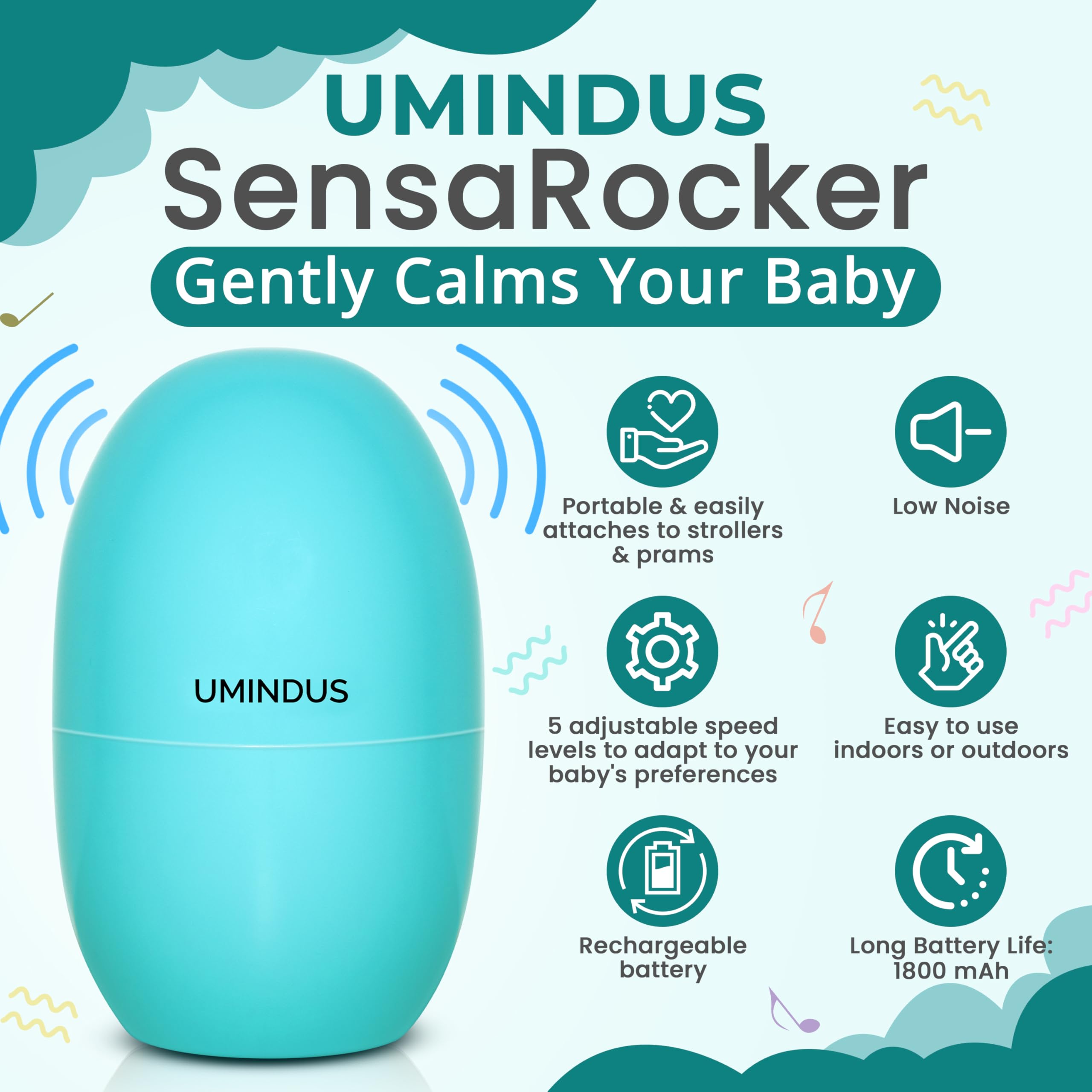 UMINDUS SensaRocker 9-sounds offering diverse soothing options.