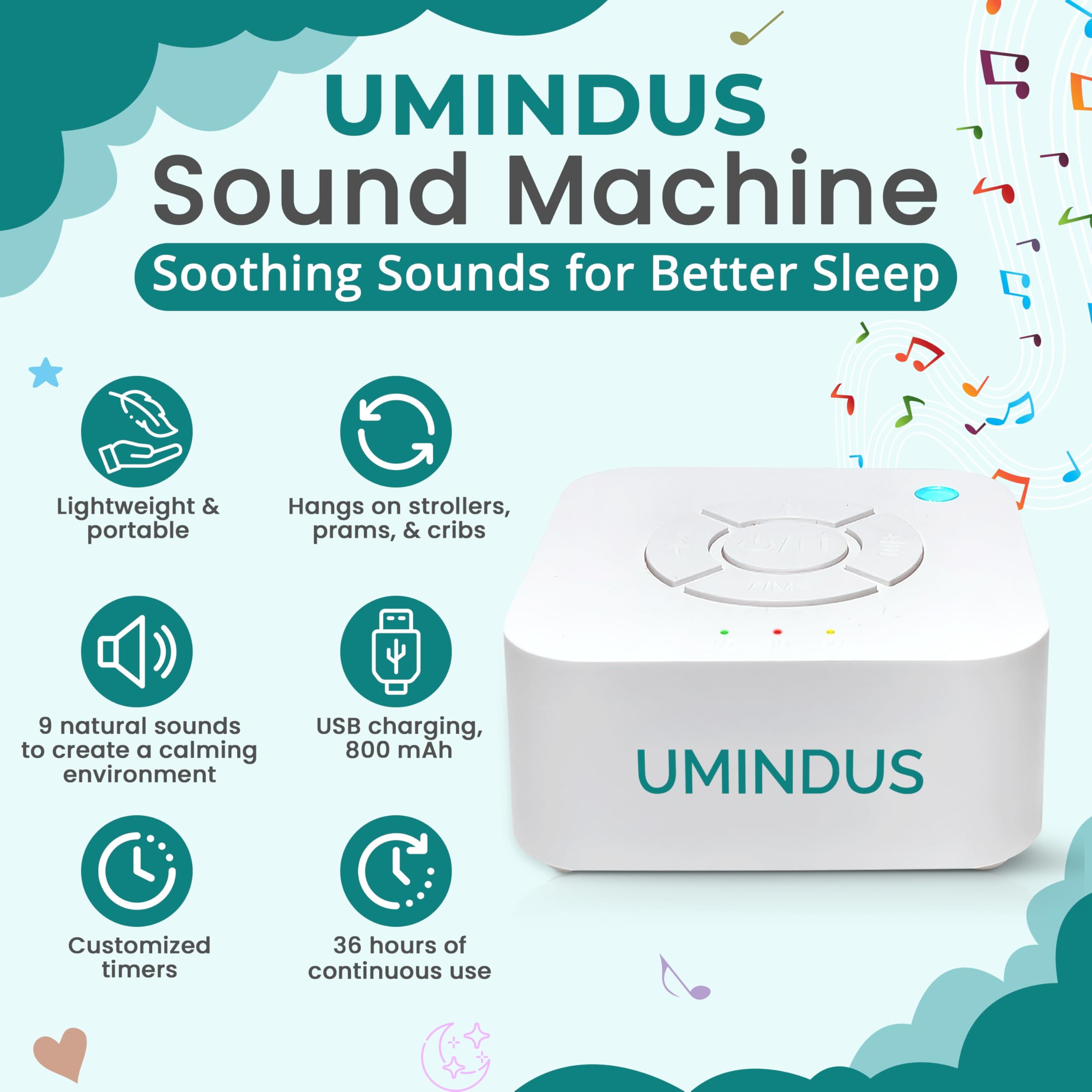 UMINDUS SensaRocker night-light softly dims for bedtime.