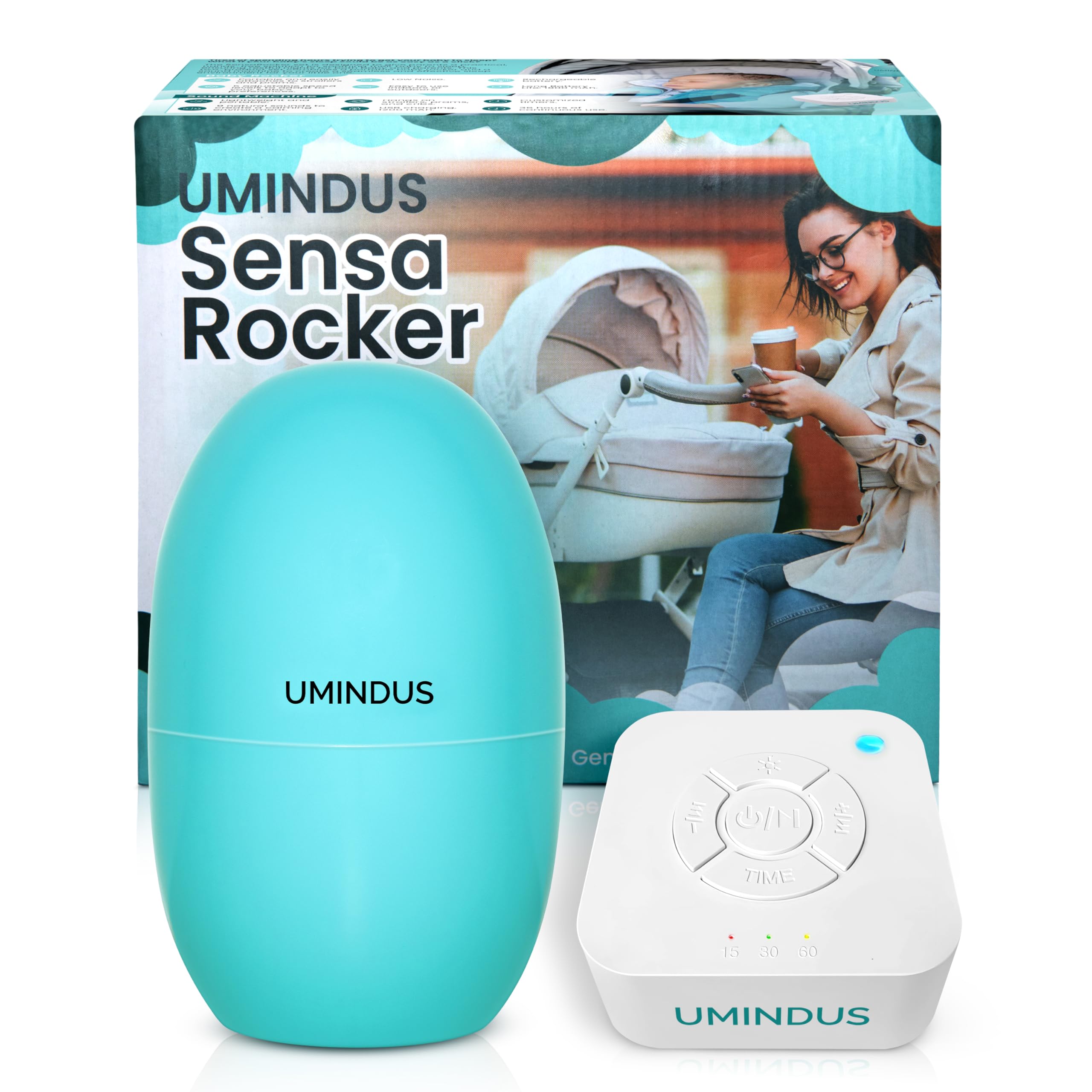 UMINDUS SensaRocker travel-compact-design ready for on-the-go soothing.