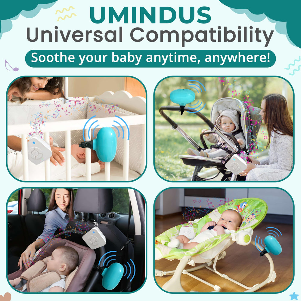 UMINDUS SensaRocker two universal mounts fit stroller or crib.